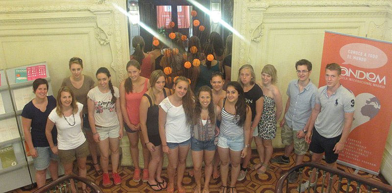 Group of young foreign boys in Madrid